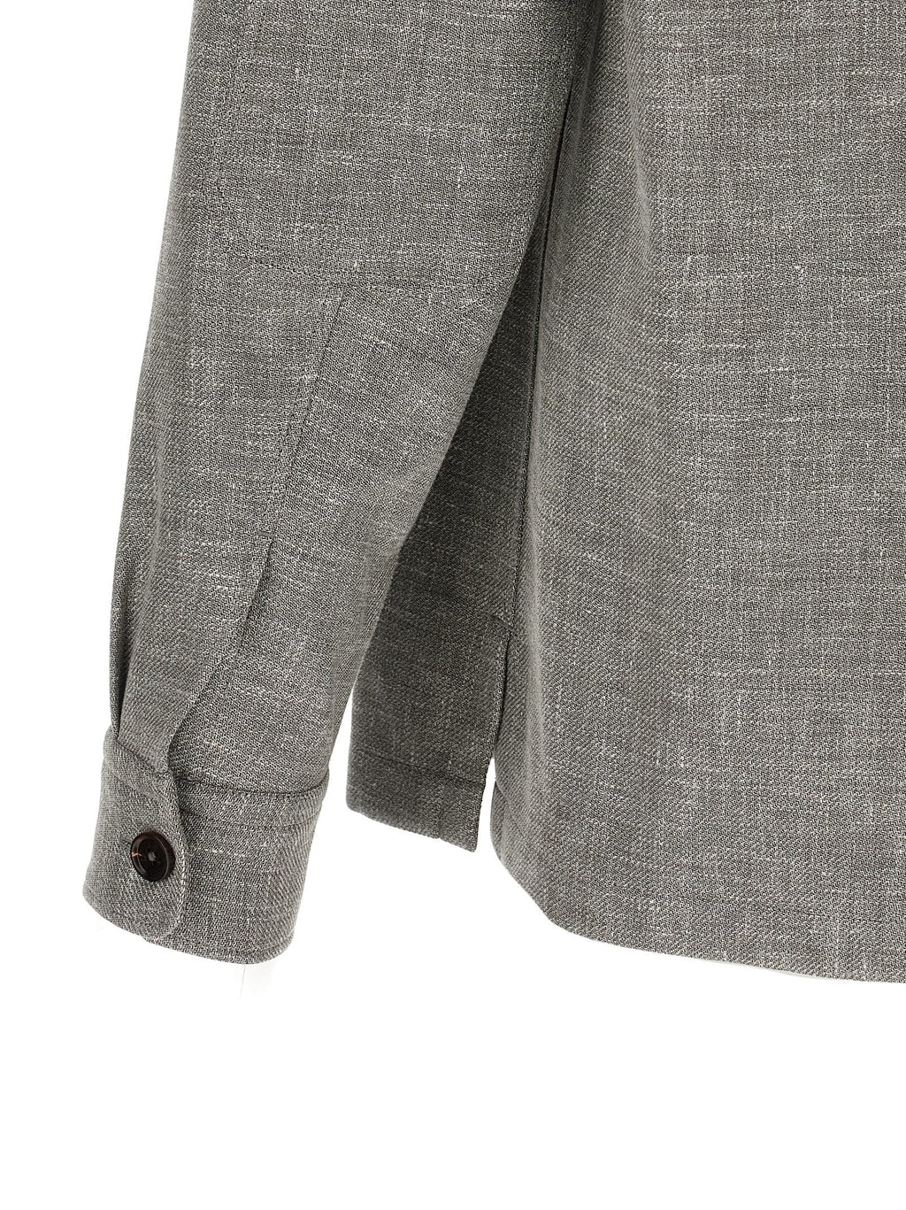 Zegna Linen-Wool-Silk Blend Overshirt — Gray