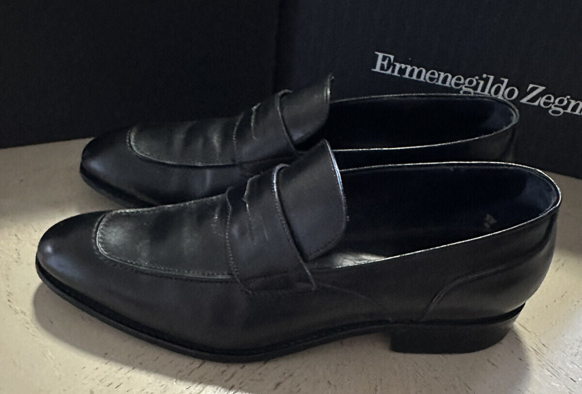 $1395 Ermenegildo Zegna Couture Leather Loafers Shoes Black 10 US/43 Eu Italy