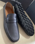 New $625 Ermenegildo Zegna Men Leather Driver Loafers Shoes Black 11 US Italy