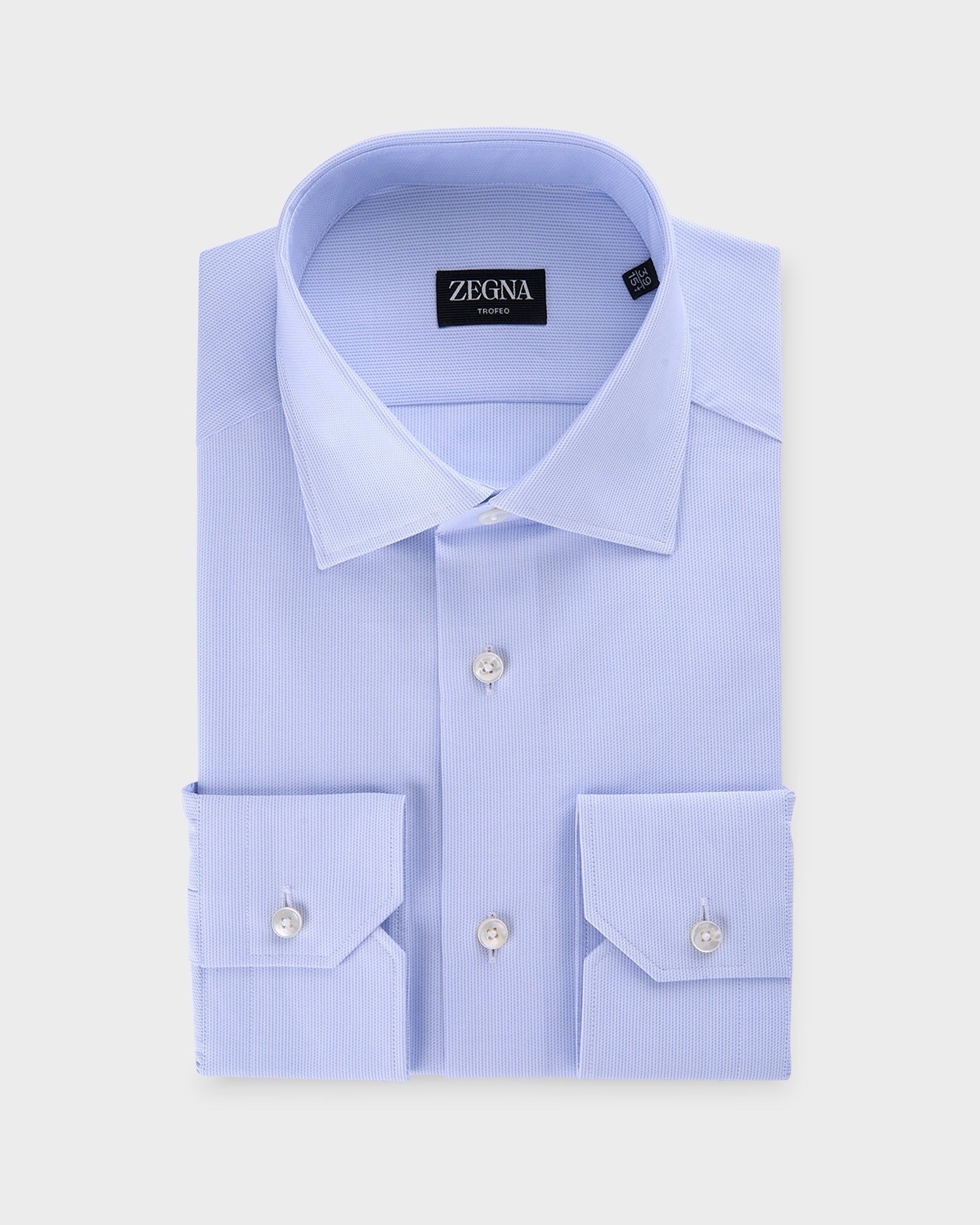 Light Blue Trofeo Microtexture Cotton Shirt