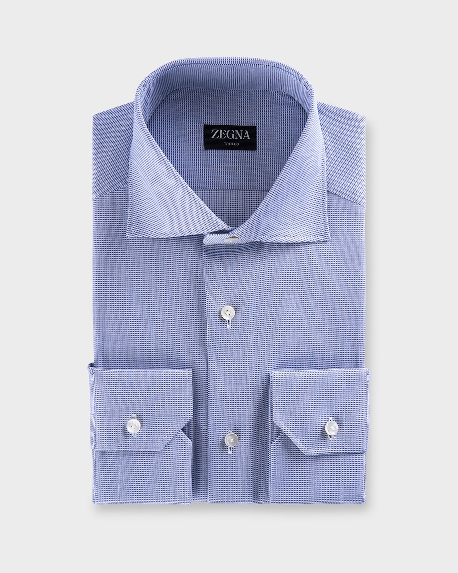 Blue Microtexture Trofeo Cotton Shirt