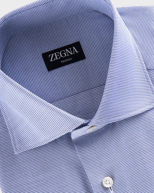 Blue Microtexture Trofeo Cotton Shirt