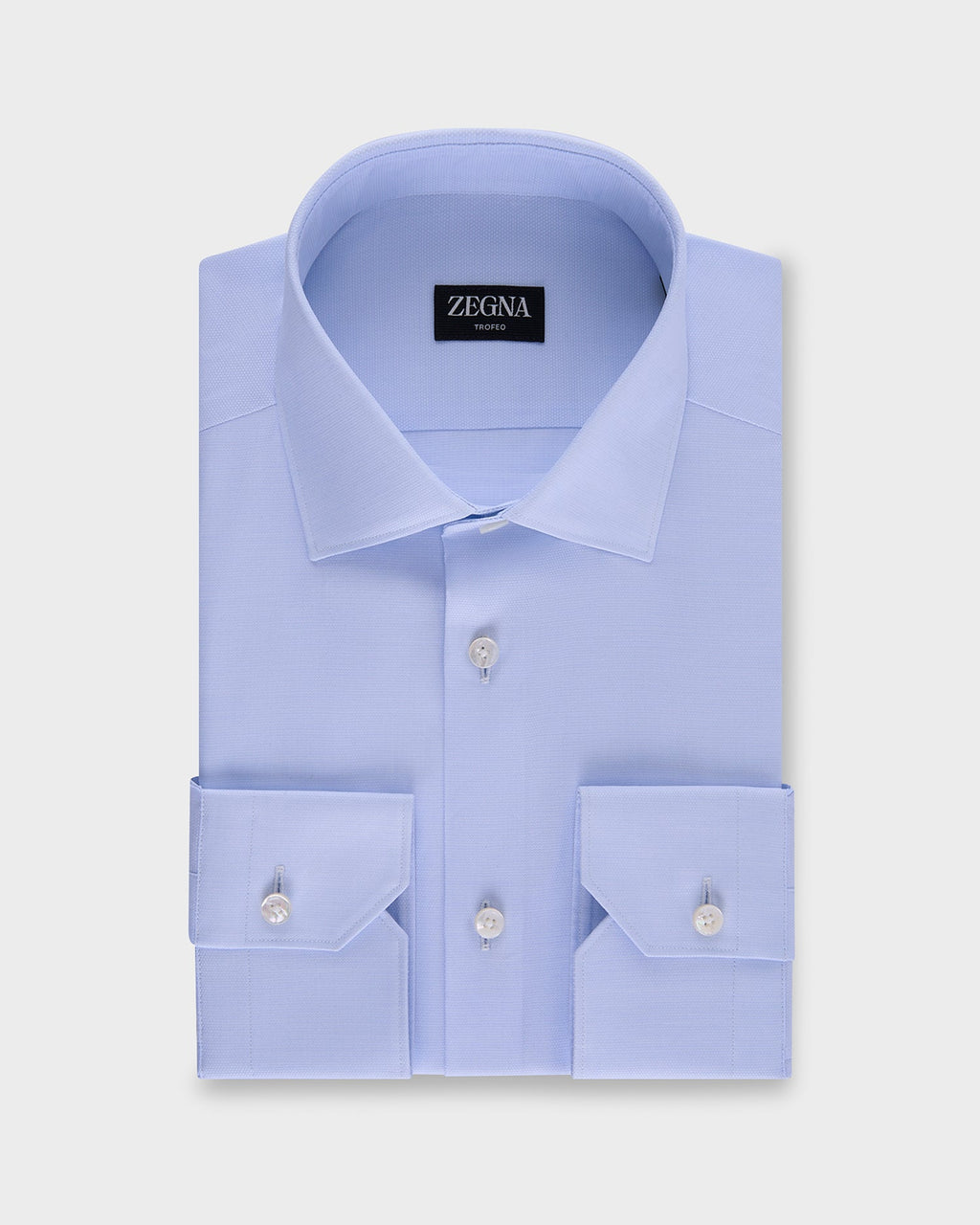 Light Blue Microtexture Trofeo Cotton Shirt