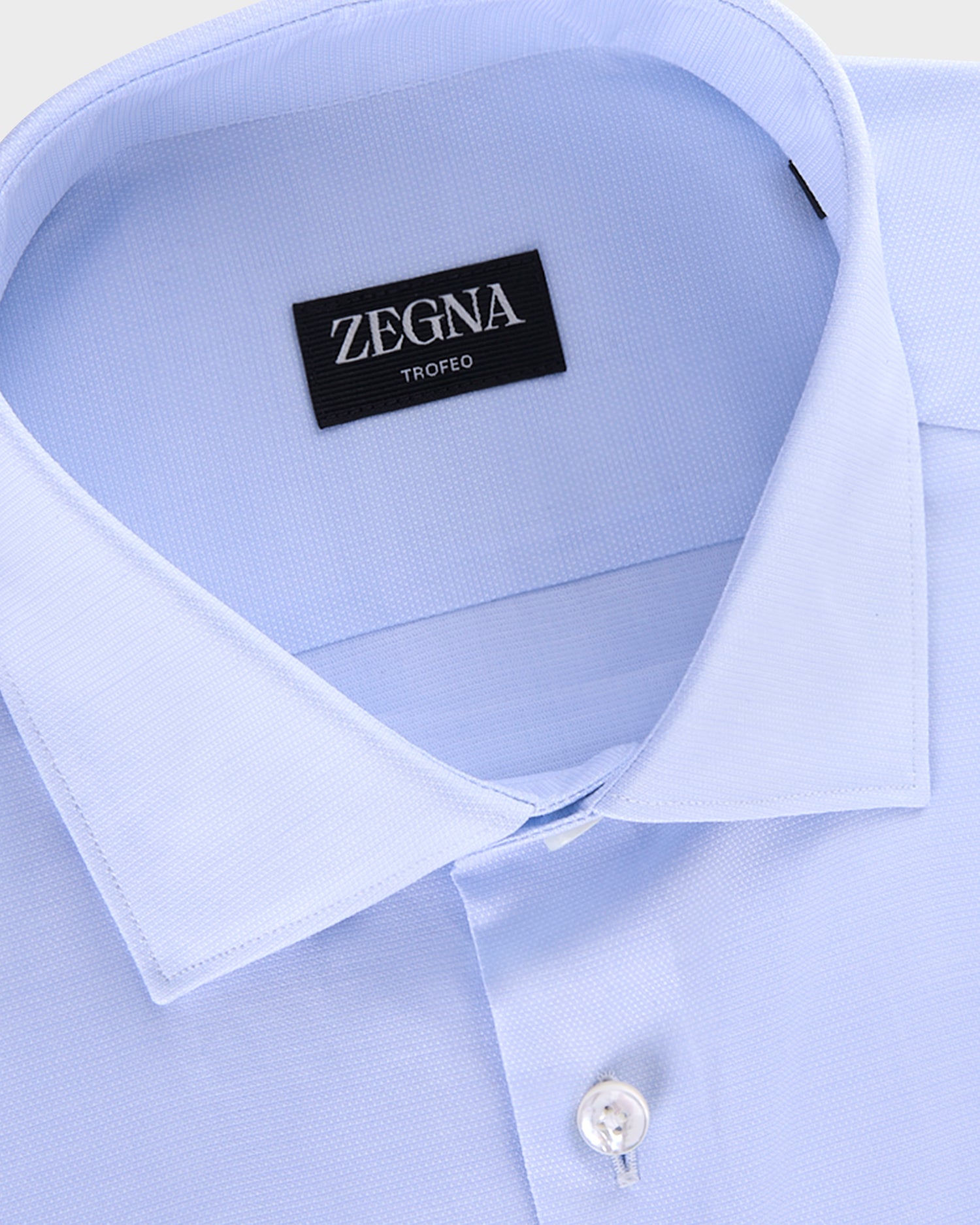 Light Blue Microtexture Trofeo Cotton Shirt