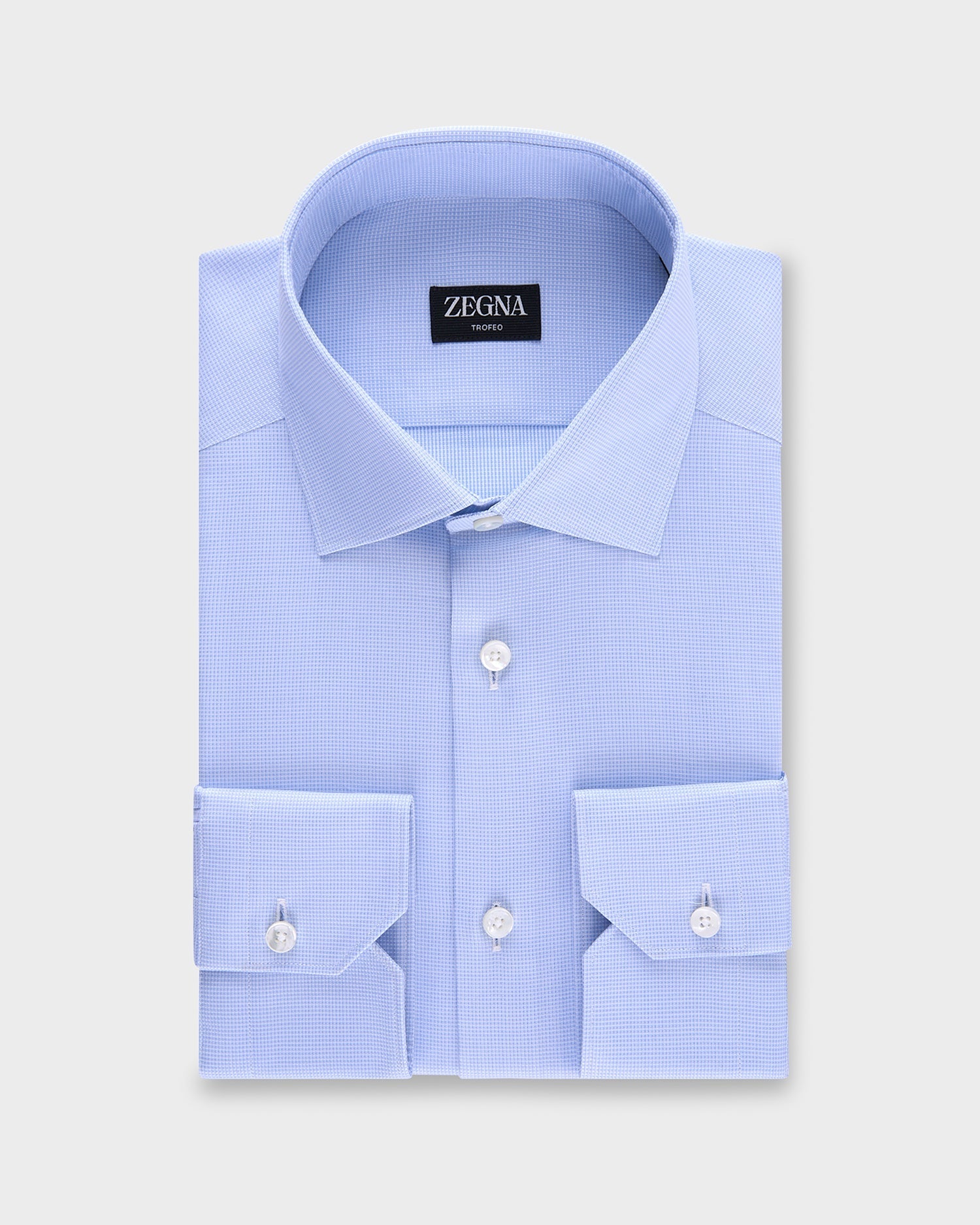 Blue Microtexture Trofeo Cotton Shirt