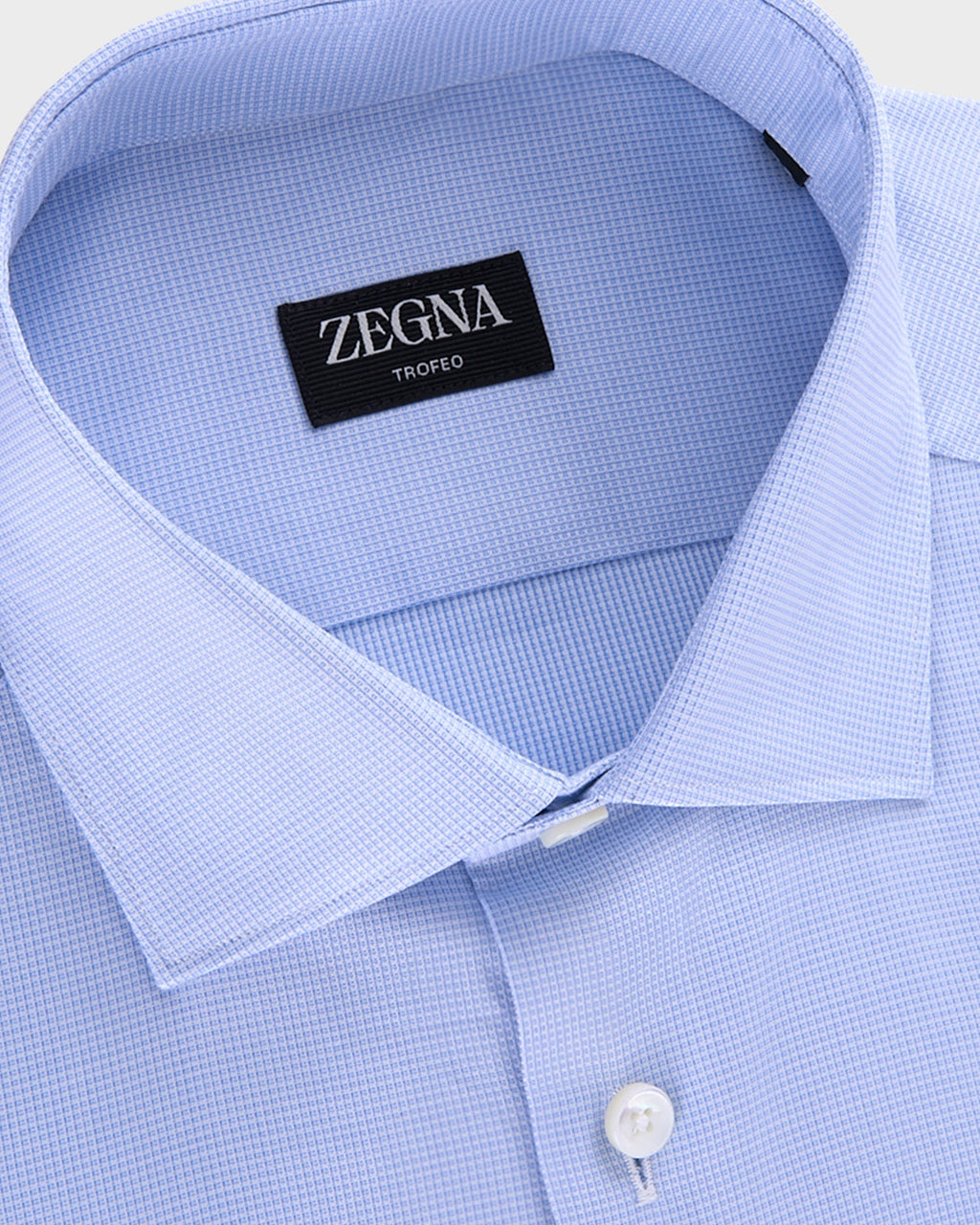 Blue Microtexture Trofeo Cotton Shirt