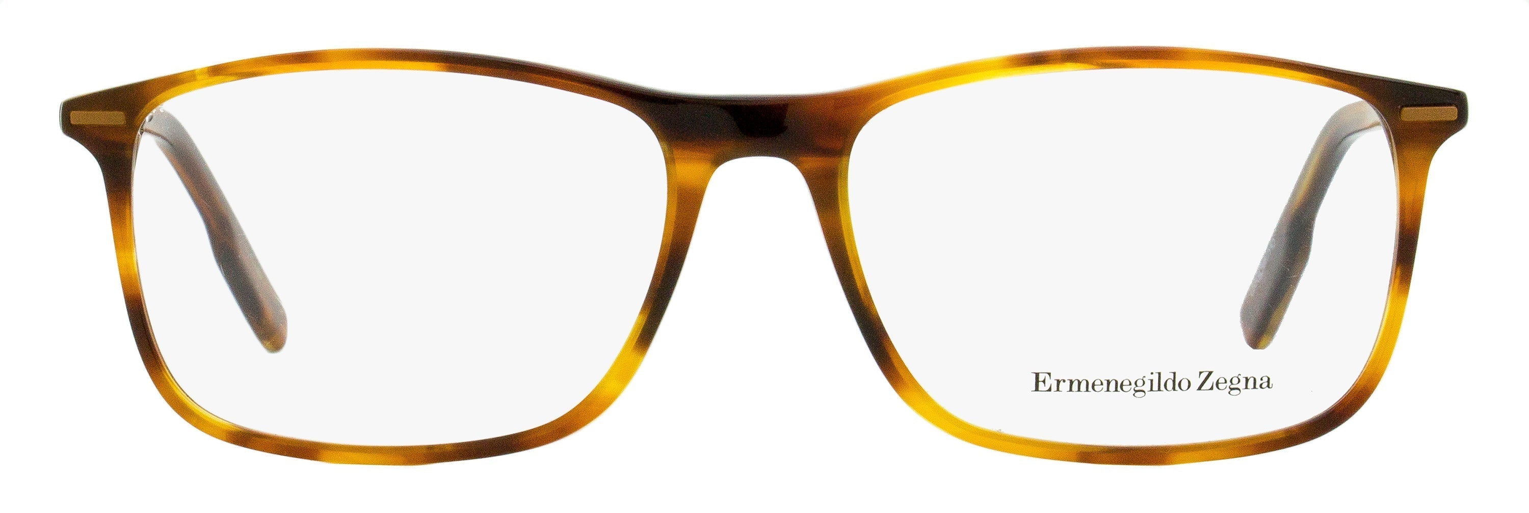 Zegna EZ5236 Acetate Rectangular Eyeglasses — Brown