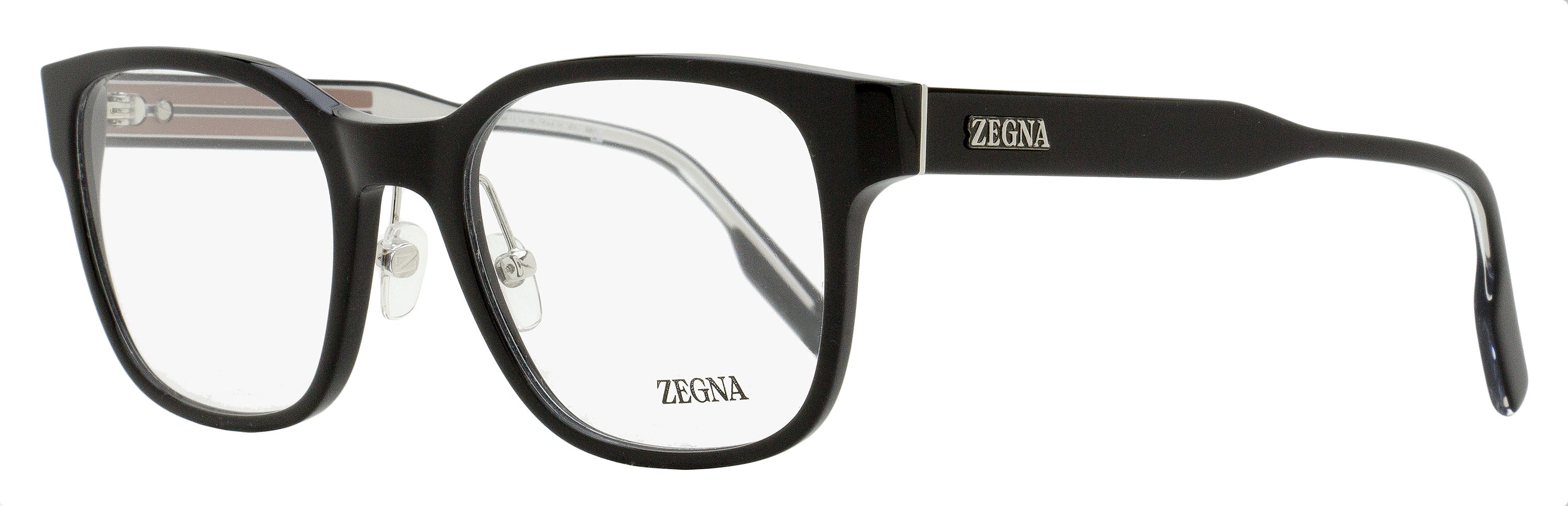 Zegna EZ5253 Square Acetate Eyeglasses — Black