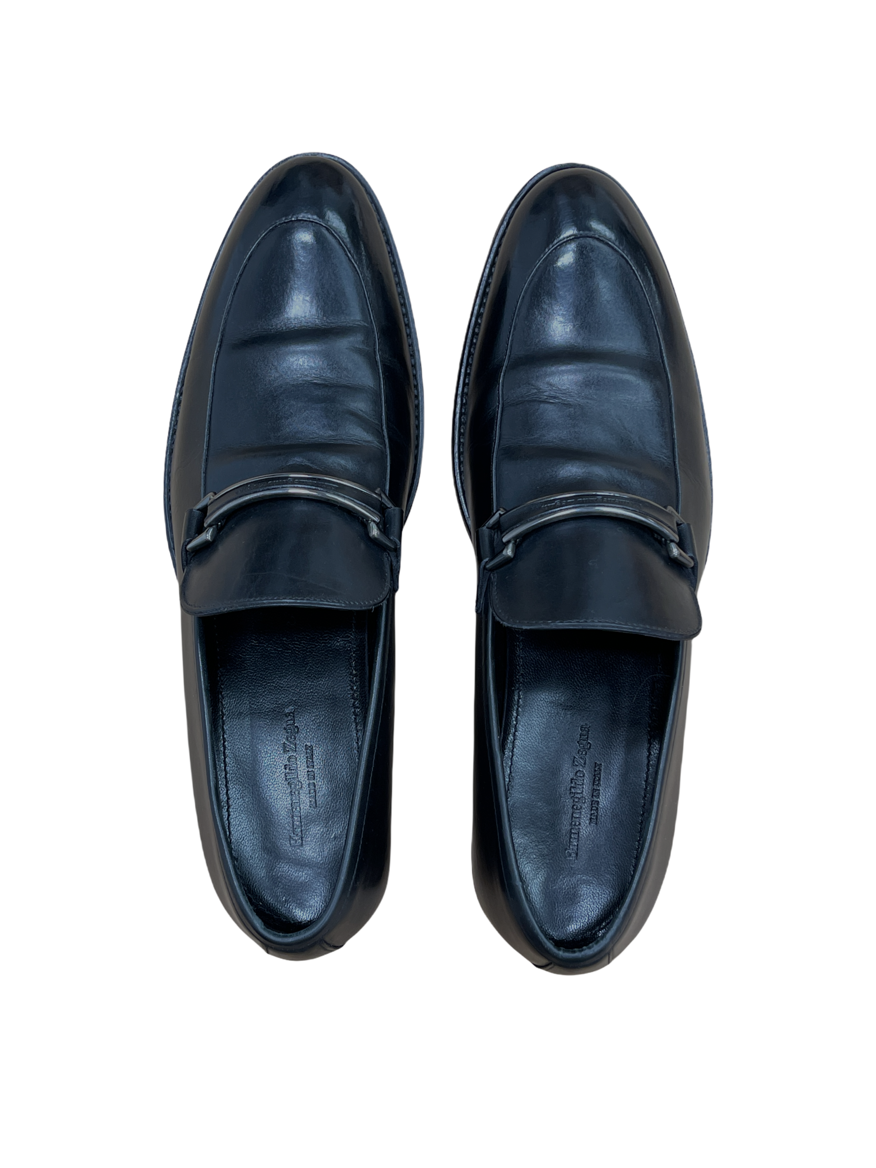 Ermenegildo Zegna Black Leather Penny Loafers 8 D US