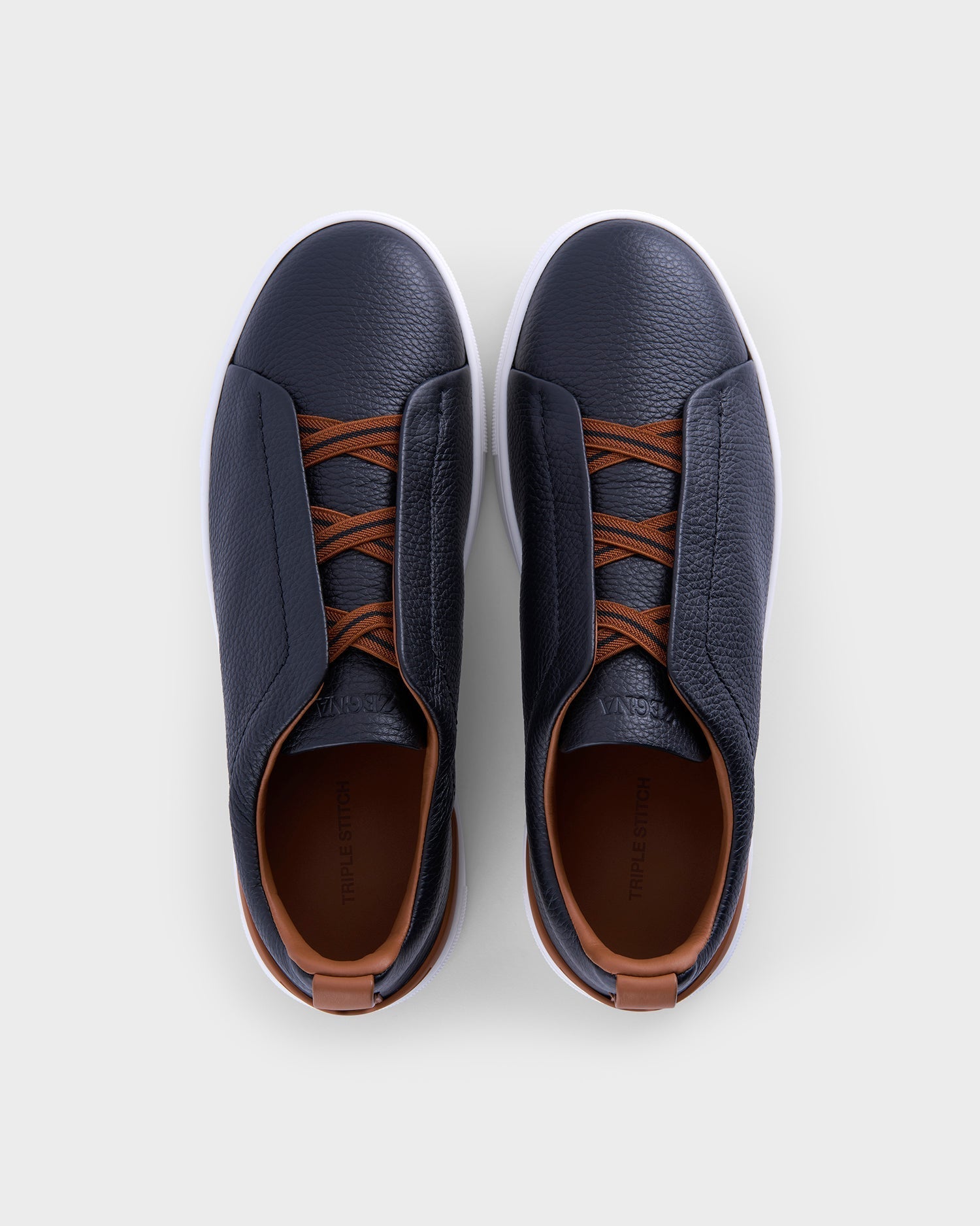 Black and Tan Deerskin Triple Stitch Sneakers