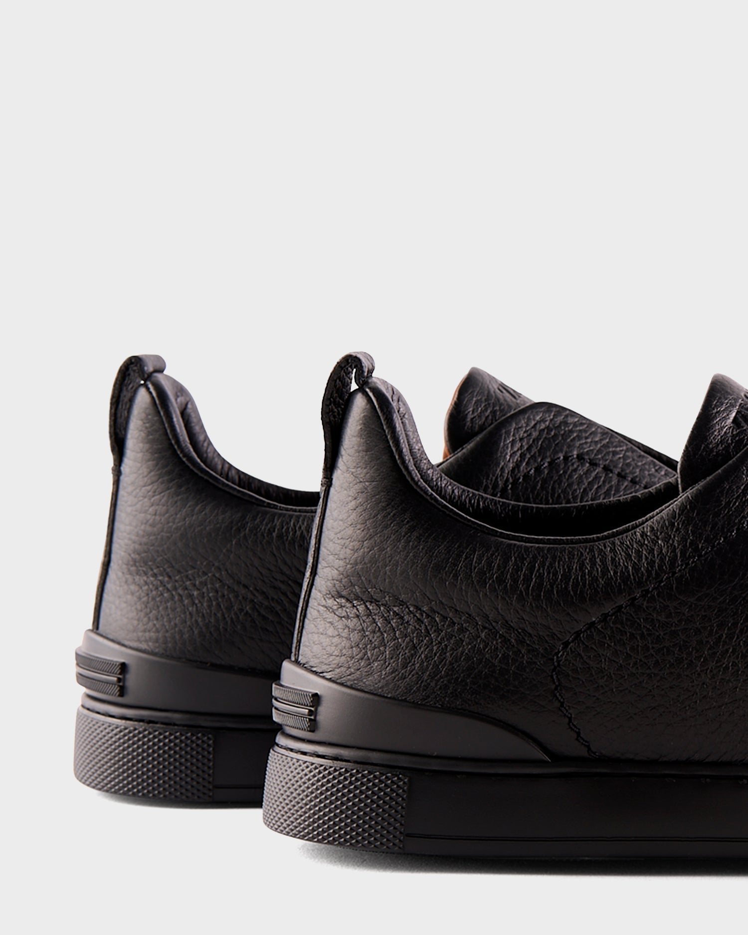 Black Deerskin Triple Stitch Sneakers