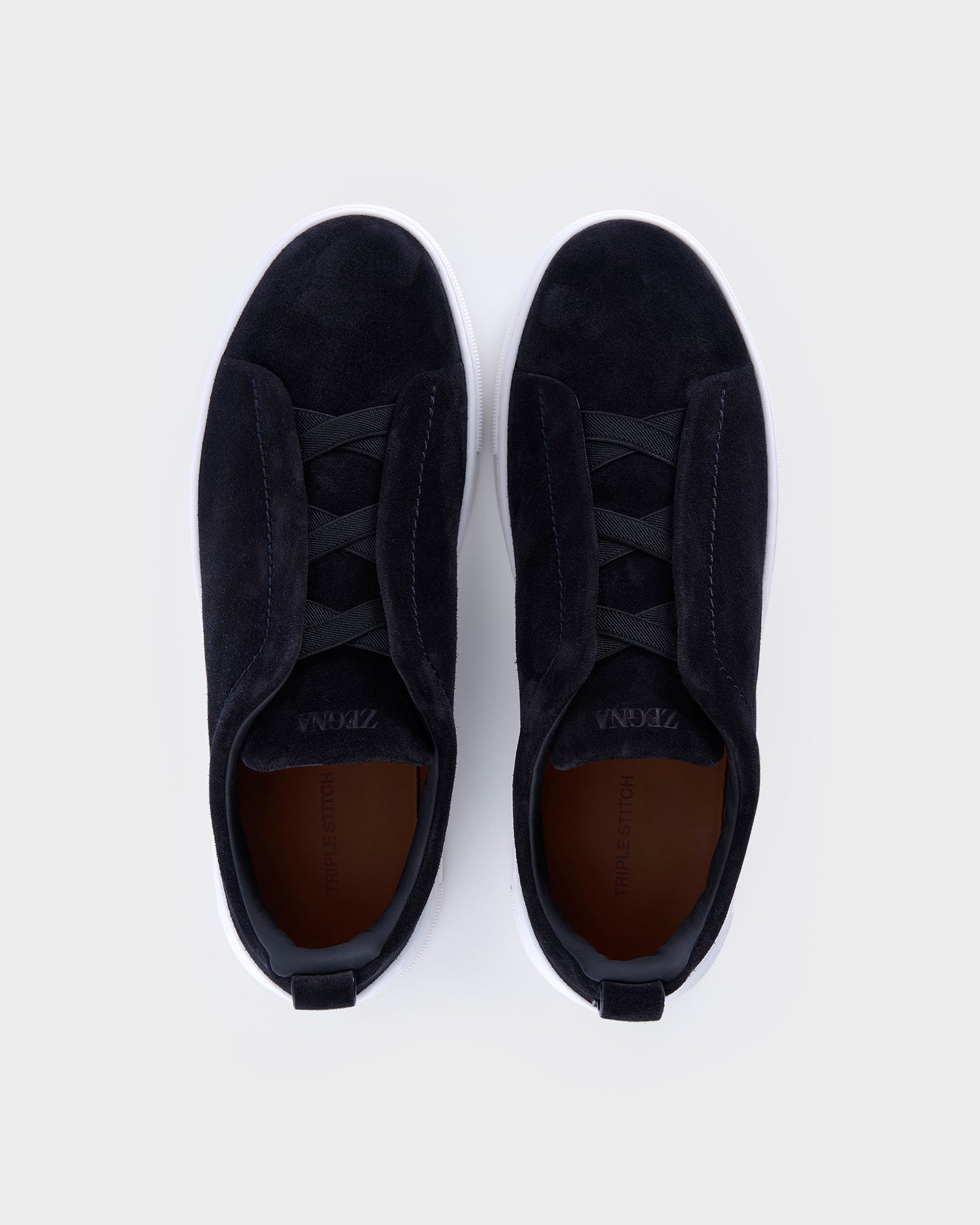 Black Suede Triple Stitch Sneakers