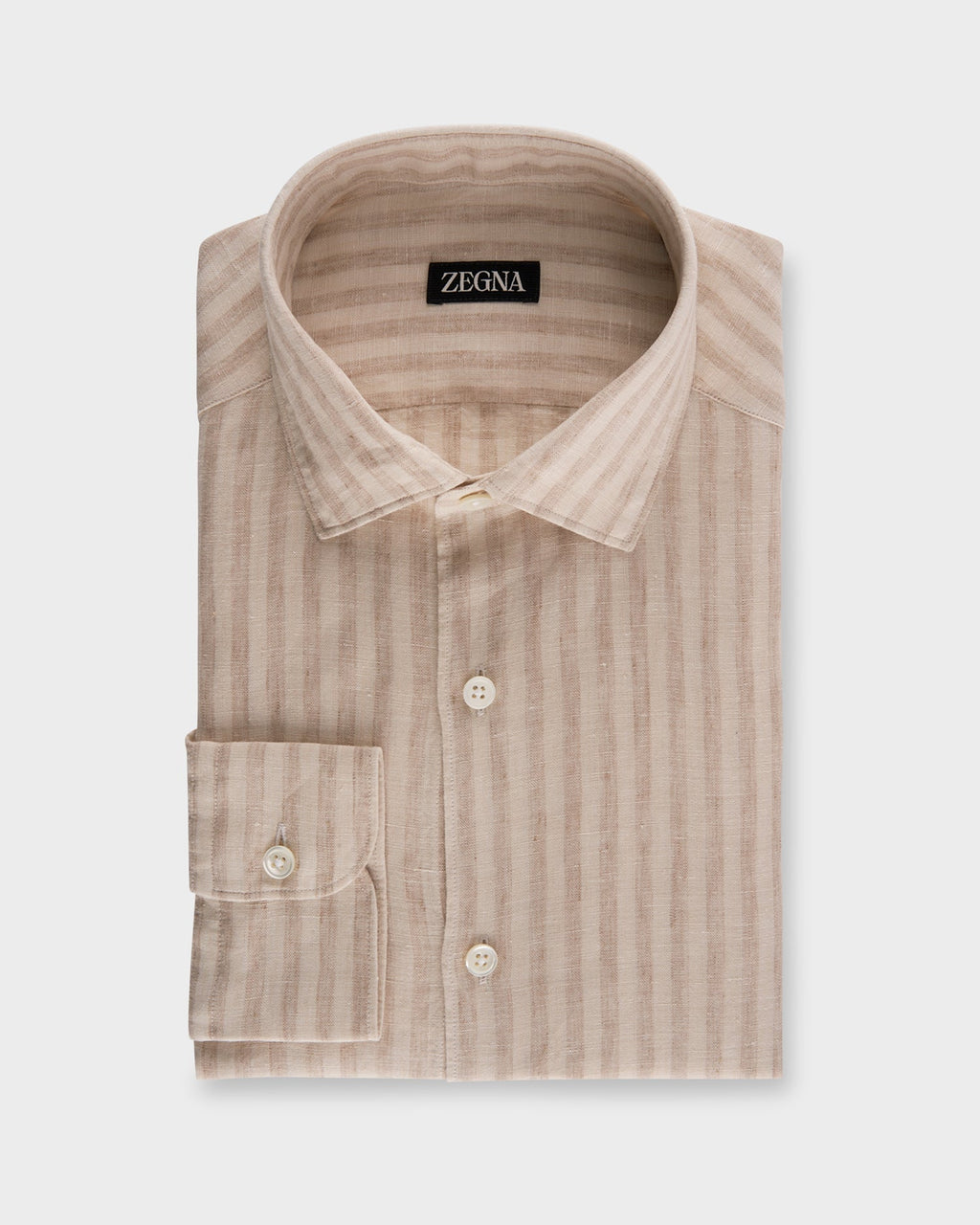 Beige Striped Linen Shirt