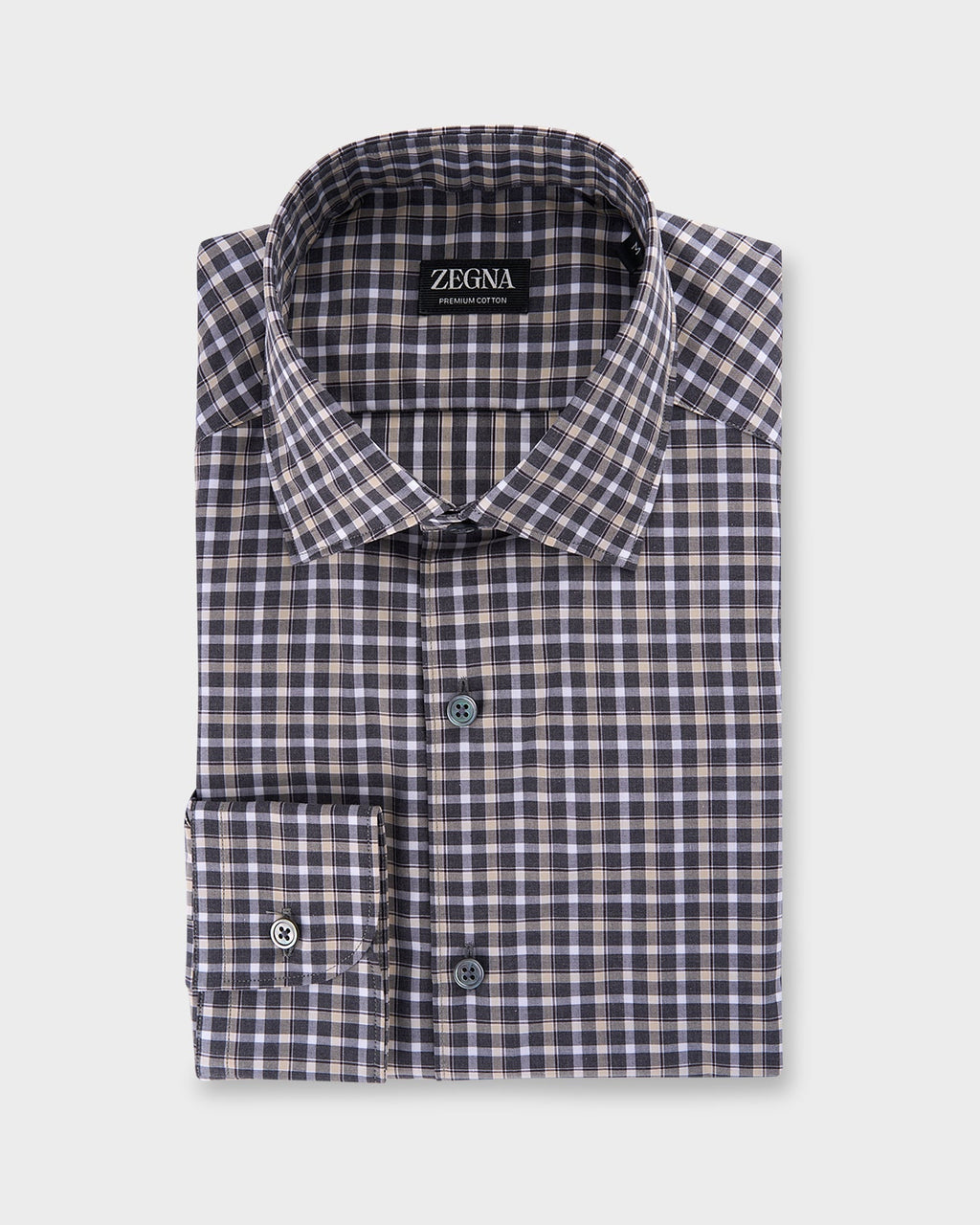 Black Beige And White Check Premium Cotton Shirt