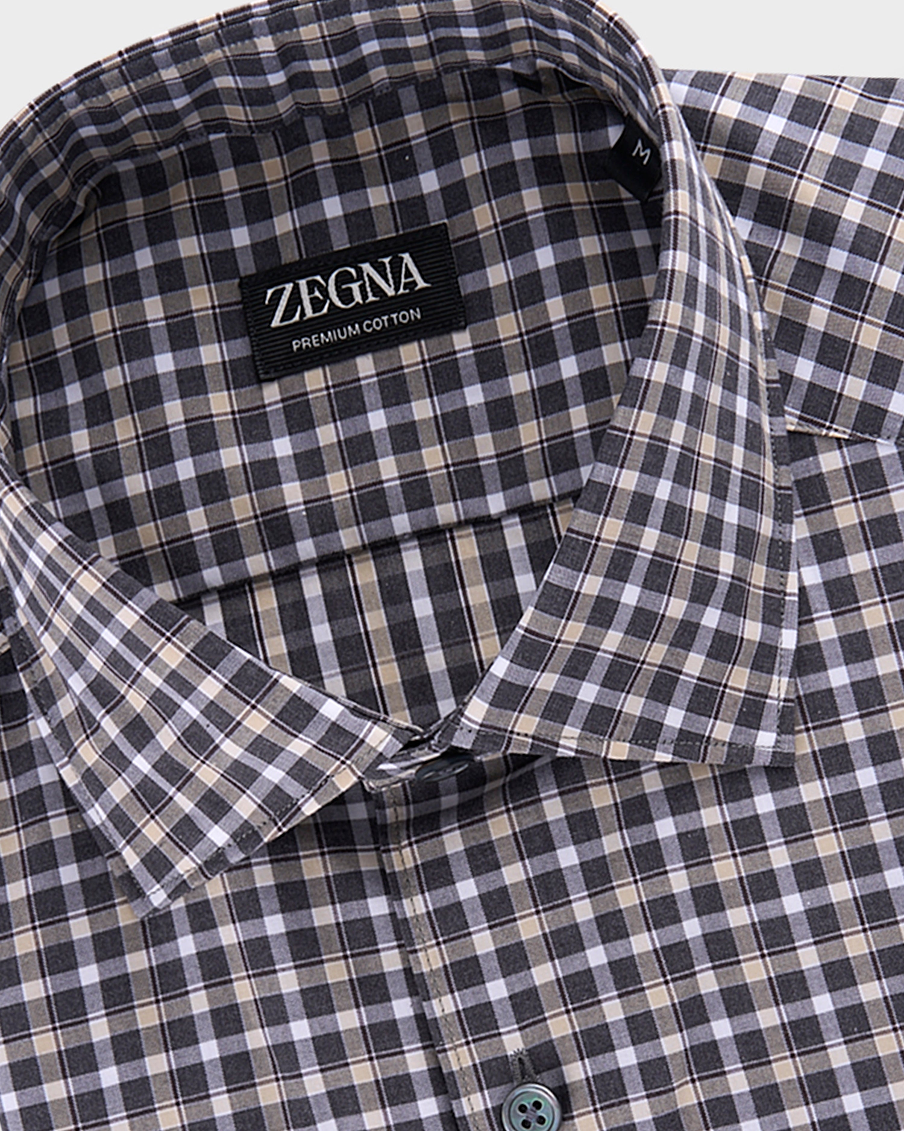 Black Beige And White Check Premium Cotton Shirt
