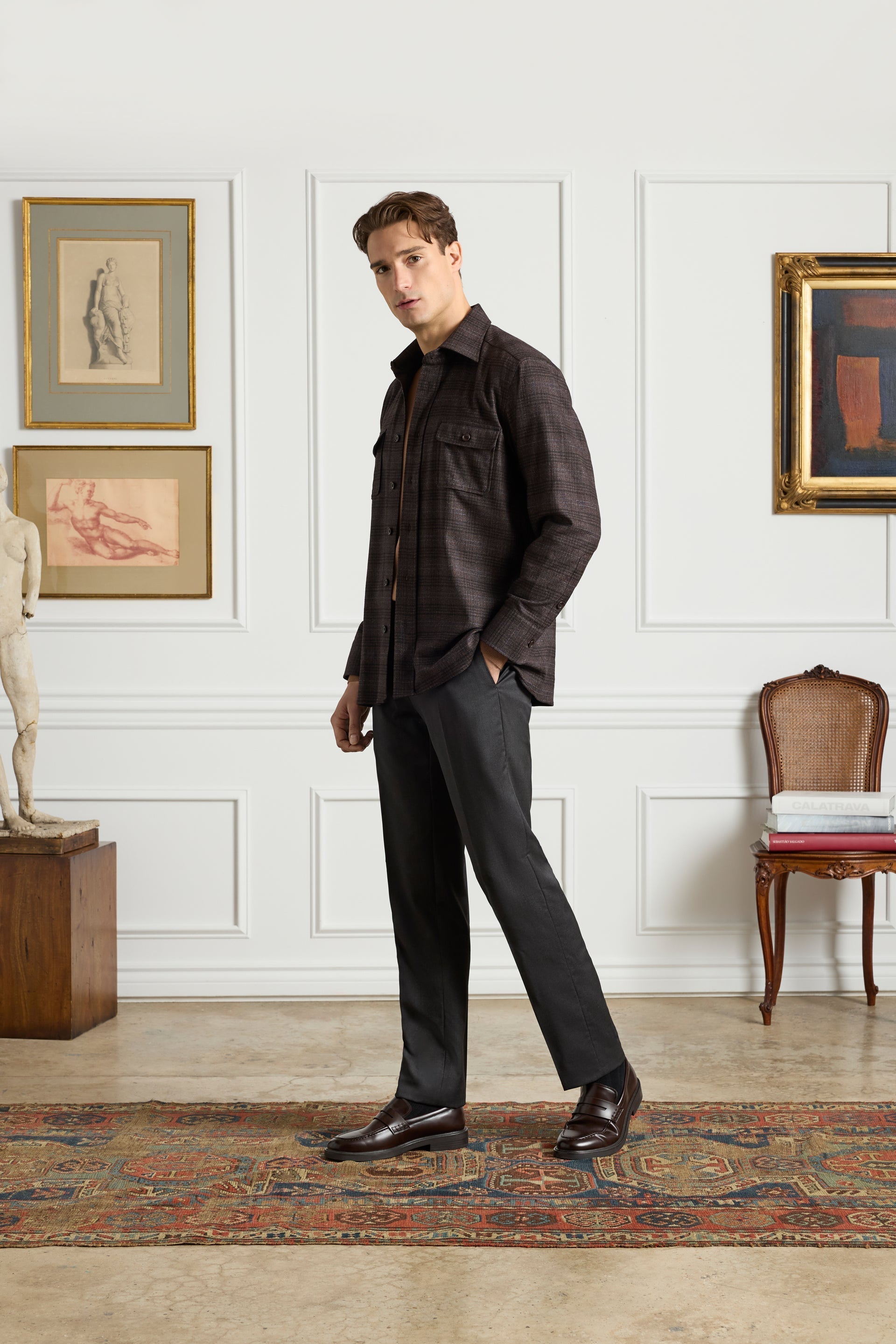 Parker Platinum Super 130s Gab Trouser - Medium Grey