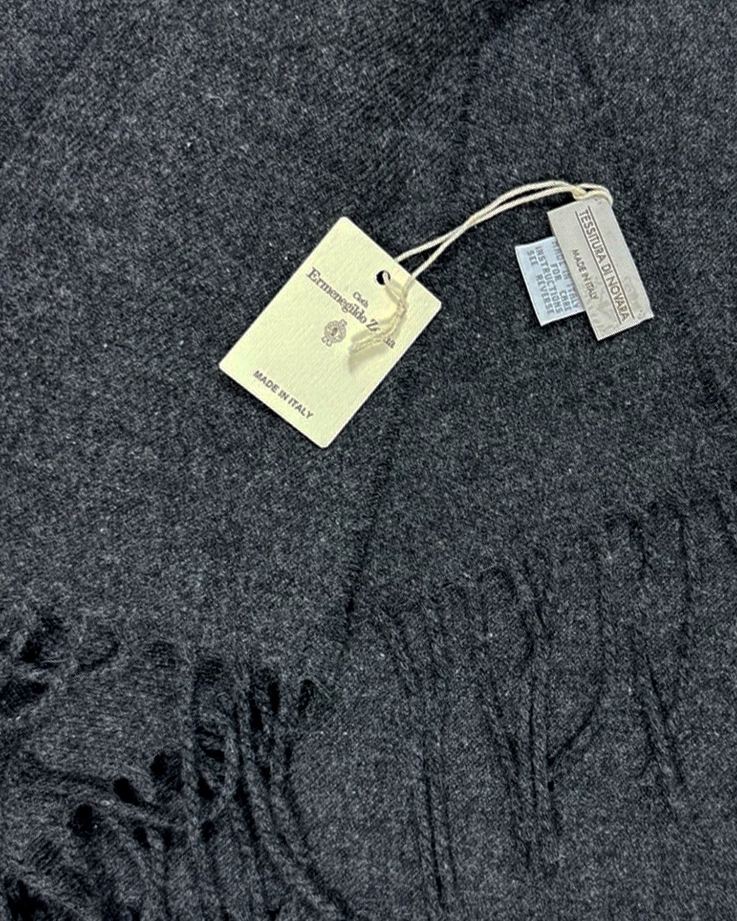Tessitura Di Novara Cashmere Throw Blanket Black Dark Gray - Luxury Zegna Fabrics SALE