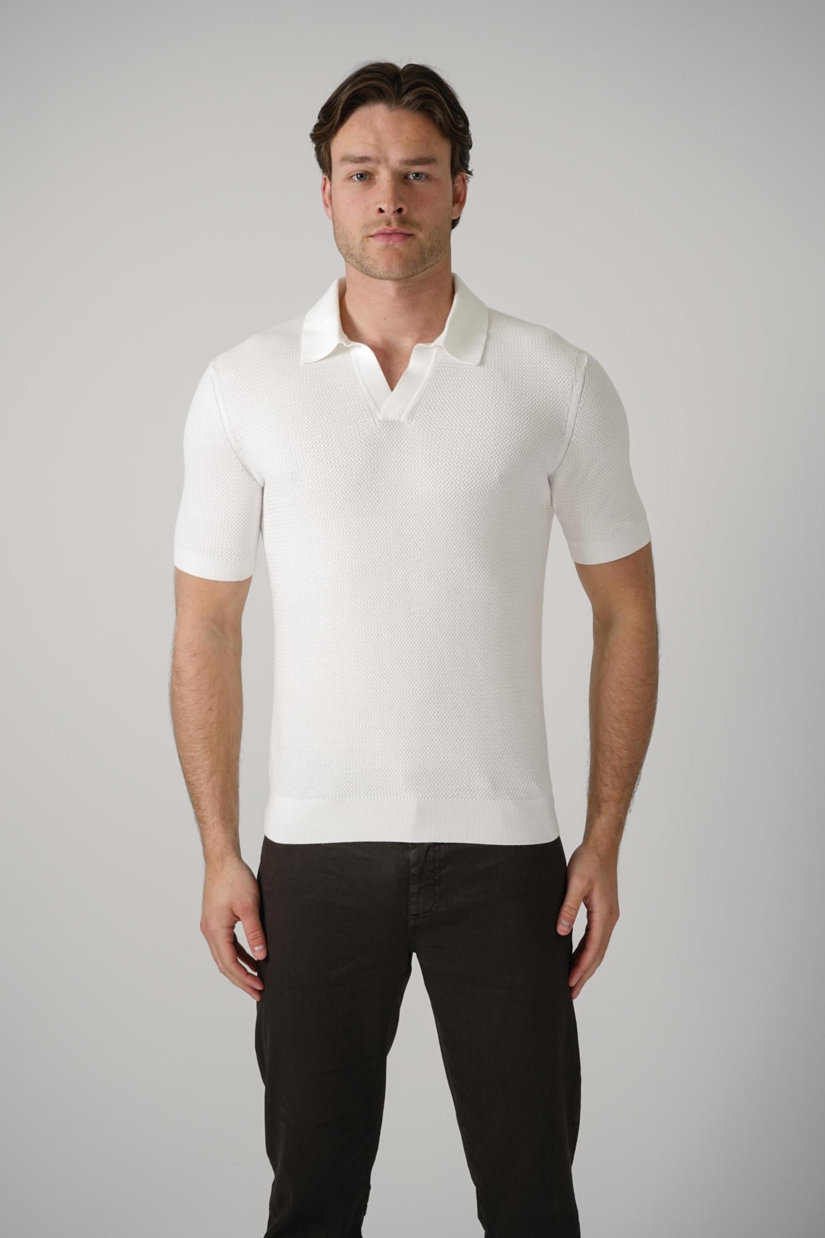 Zegna Knitted V-Neck Polo White