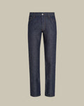 Blue Cotton & Linen Regular Fit Denim Jean