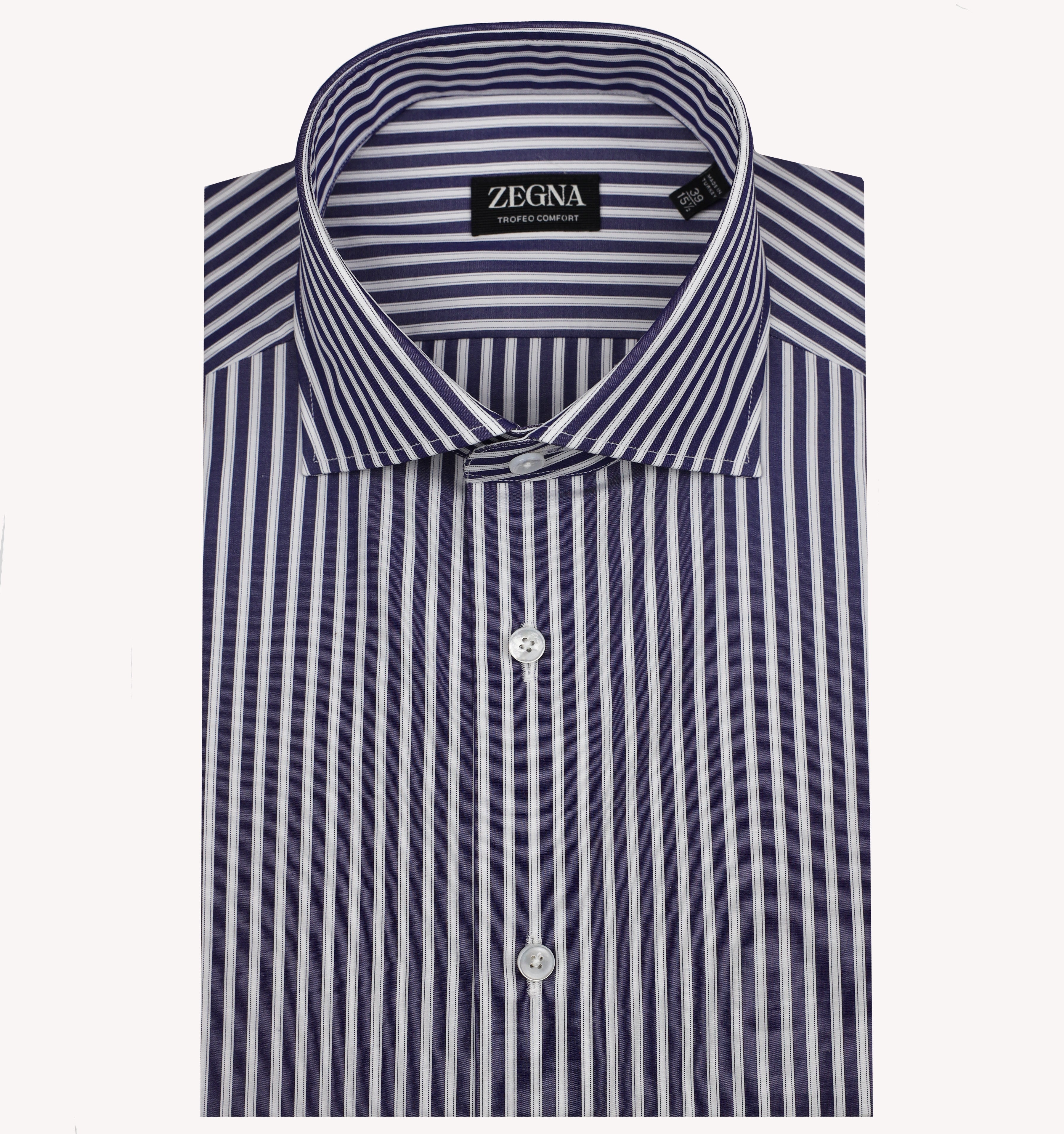 Zegna Stripe Dress Shirt in Navy White